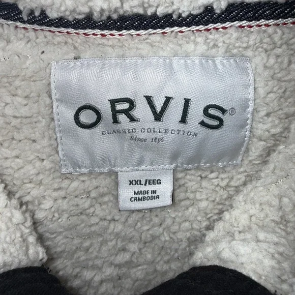 Orvis Sweater Mens 2XL Gray Sherpa Lined Fleece Quarter Zip Pullover Casual Warm - Picture 3 of 9